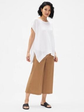 Cotton poplin wide leg cropped pants, small hem defect please see photo
